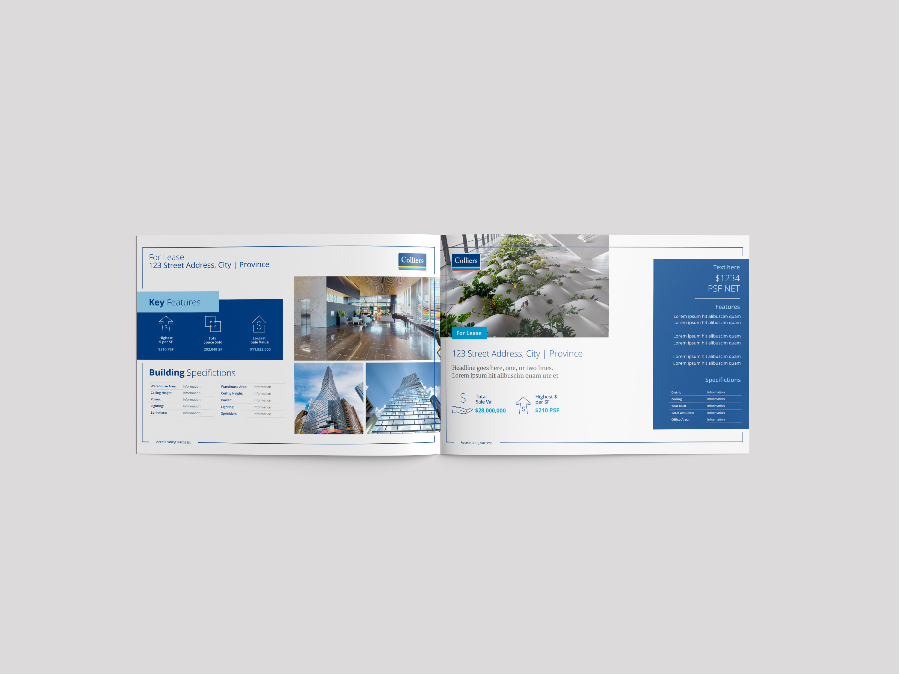 Colliers InDesign template spread