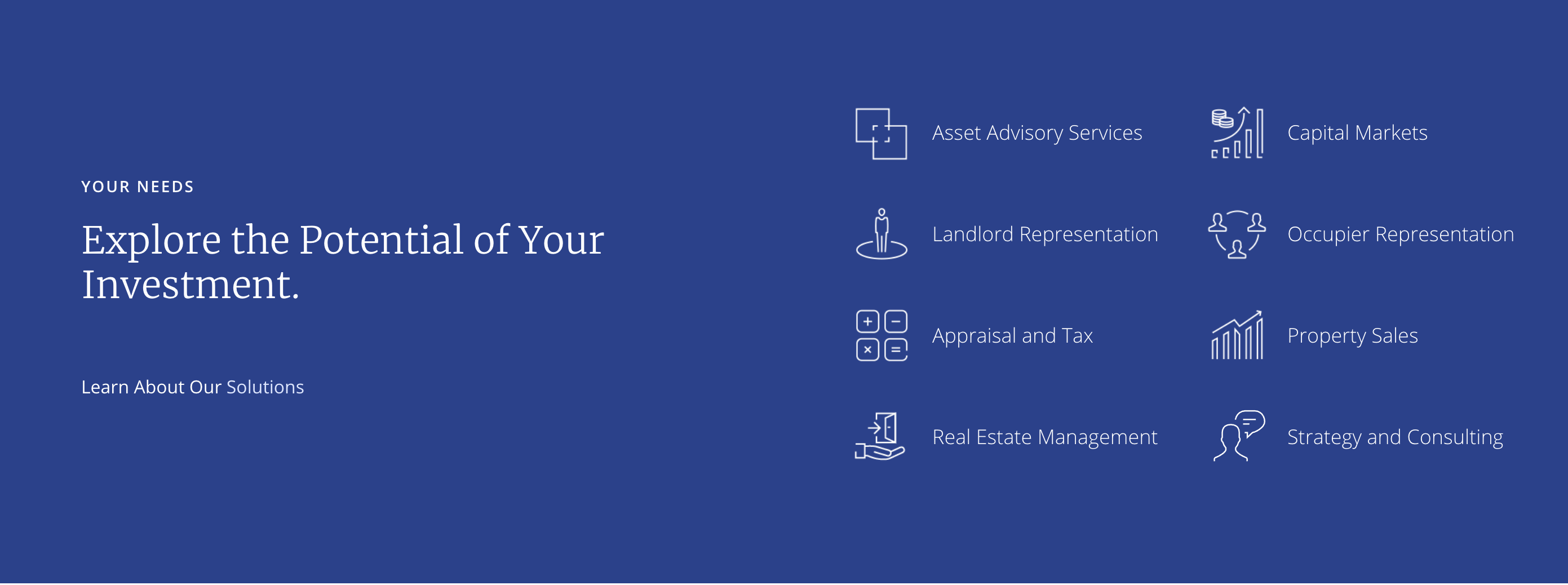Colliers website using icons