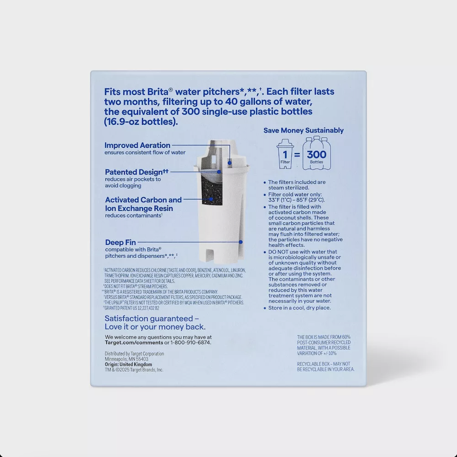 Target packaging back panel